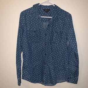 EXPRESS JEAN HEART BUTTON UP LONG SLEEVE